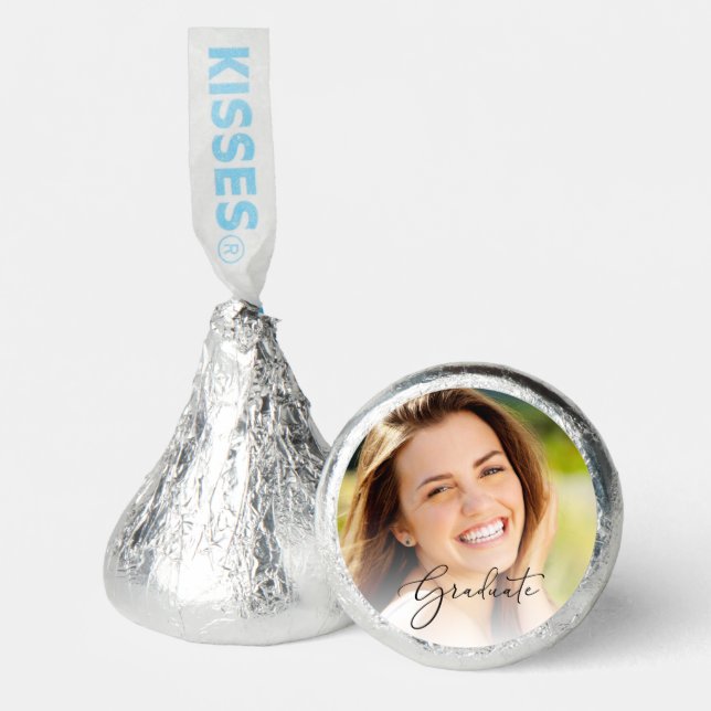 Elegant Script Photo Overlay Graduation Party Hershey®'s Kisses® (Front)