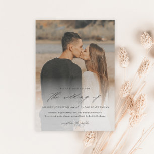 Elegant Script Photo Overlay Wedding Magnetic Invitation