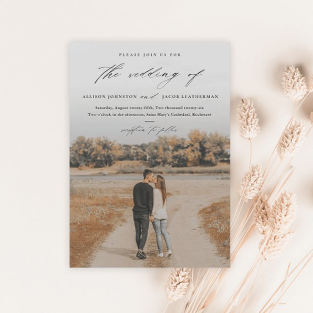 Elegant Script Photo Overlay Wedding Magnetic Invitation (Creator Uploaded)