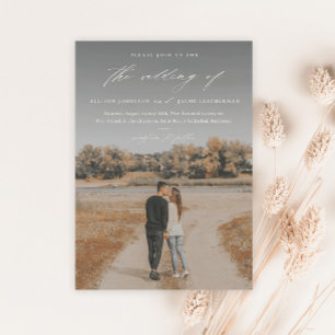 Elegant Script Photo Overlay Wedding Magnetic Invitation
