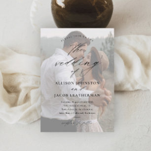 Elegant Script Photo Overlay Wedding  Magnetic Invitation