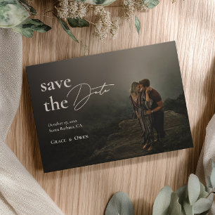 Elegant Script Photo Overlay Wedding Save The Date
