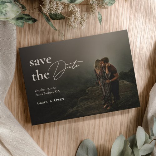 Elegant Script Photo Overlay Wedding Save The Date