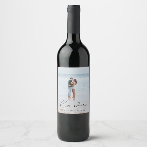 Elegant Script  Photo Personalized Wine Label