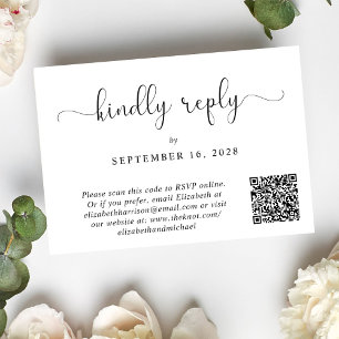 Elegant Script Photo QR Code Wedding RSVP Card
