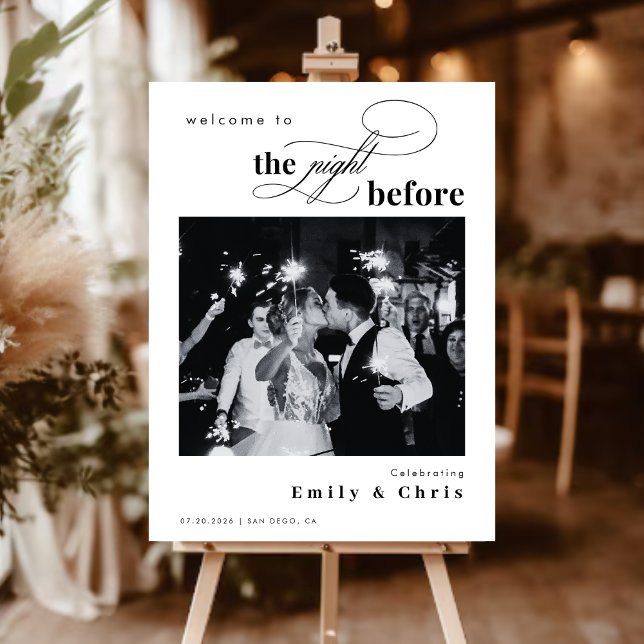 Elegant Script Photo Rehearsal Dinner Welcome  Foam Board (Creator Uploaded)