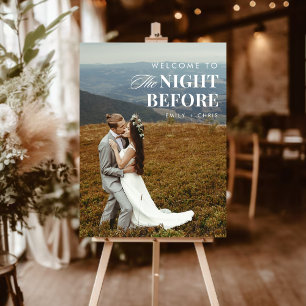 Elegant Script Photo Rehearsal Dinner Welcome Sign