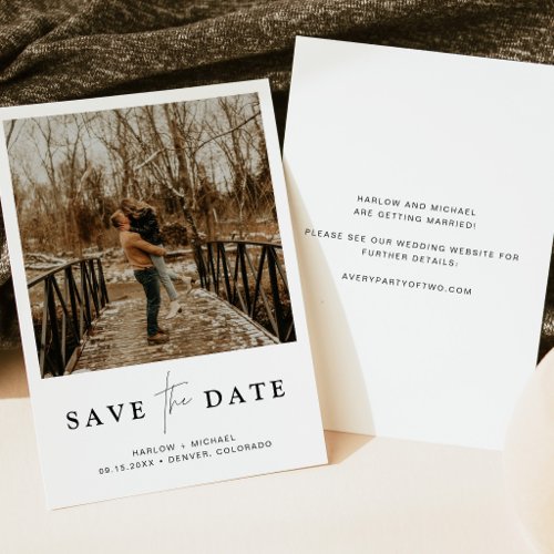 Elegant Script Photo Save the Date Invitation