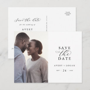 Elegant Script Photo Save the Date Invitation Postcard