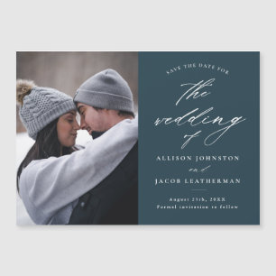 Elegant Script Photo Save The Date Magnetic Invitation