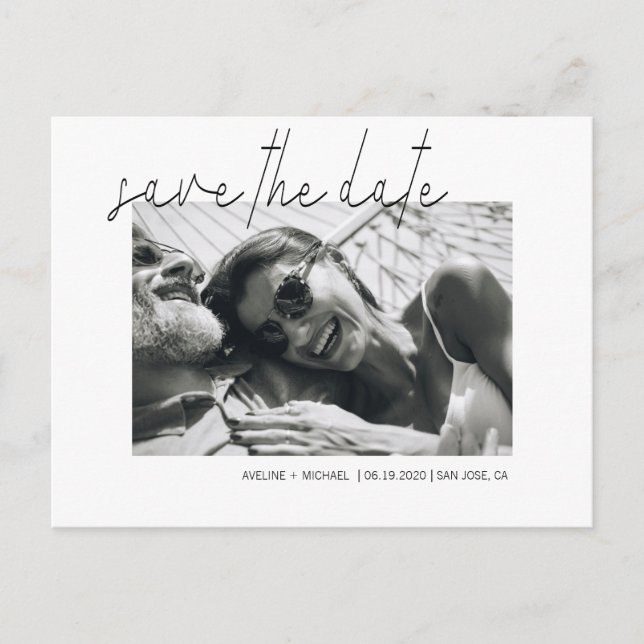 Elegant Script ⎢Photo Save The Date Postcard (Front)