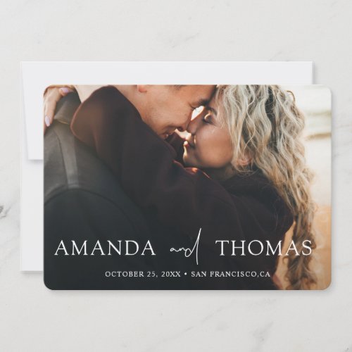 Elegant Script Photo Save the Date Wedding Card