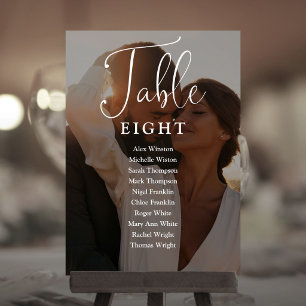 Elegant Script Photo Seating Chart Table Number