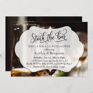 Elegant Script, Photo Stock the Bar Couples Shower Invitation
