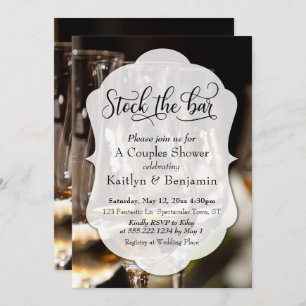 Elegant Script, Photo Stock the Bar Couples Shower Invitation