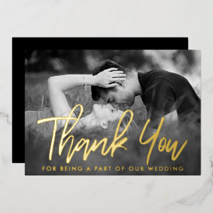 Elegant Script Photo Thank You Real Foil Invitation