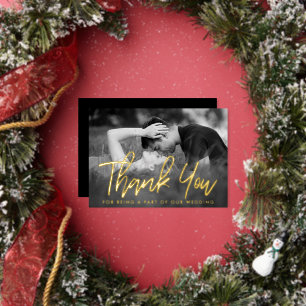 Elegant Script Photo Thank You Real Foil Invitation