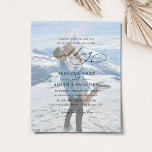 Elegant Script Photo Wedding Invitation<br><div class="desc">This elegant Wedding Invitation features a sweeping script calligraphy text paired with a classy serif & modern sans font in black,  with a photo overlay on the front and a second photo on the back with a customizable monogram. Matching items available.</div>