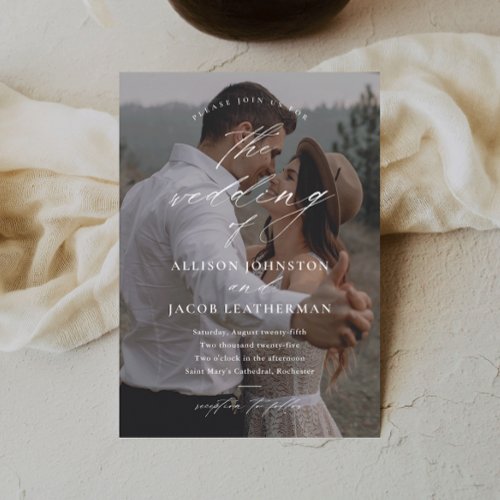 Elegant Script Photo Wedding Invitation