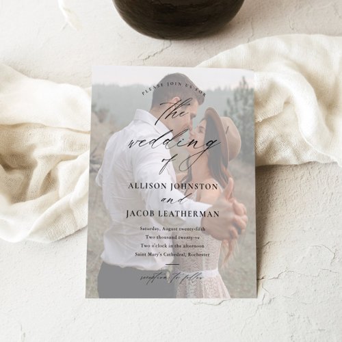 Elegant Script Photo Wedding Invitation