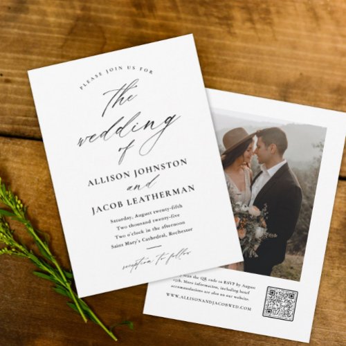 Elegant Script Photo Wedding Invitation