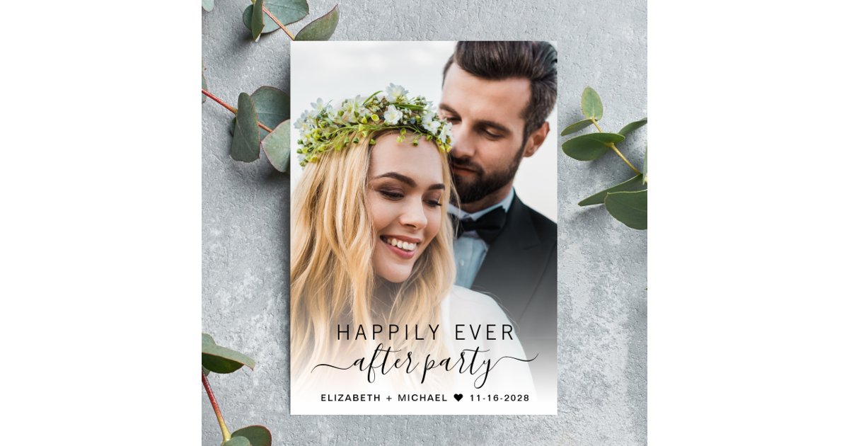 Elegant Script Photo Wedding Reception Invitation | Zazzle