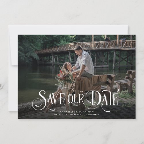 Elegant Script Photo Wedding  Save The Date