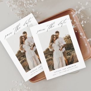 Elegant Script Photo Wedding Save The Date