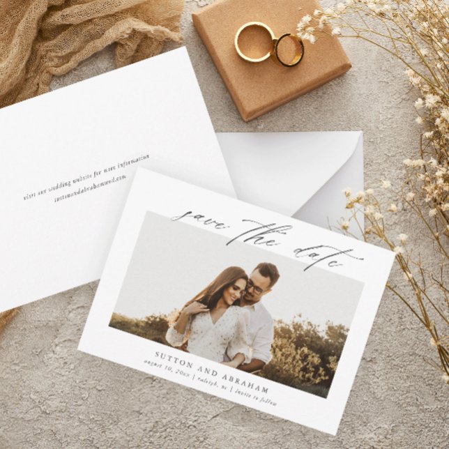 Elegant Script Photo Wedding Save The Date (Creator Uploaded)