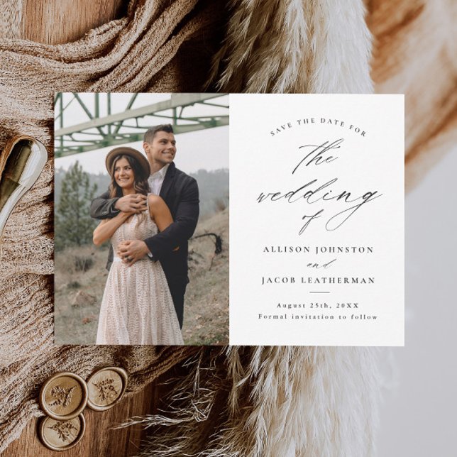 Elegant Script Photo Wedding Save The Date (Creator Uploaded)