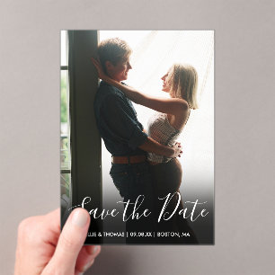 Elegant Script Photo Wedding Save The Date