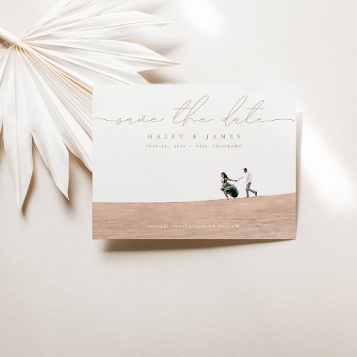 Elegant Script Photo Wedding Save The Date Card