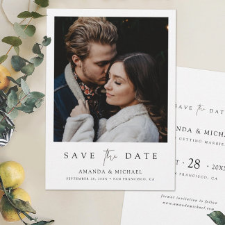 Elegant Script Photo Wedding Save the Date Invite