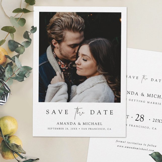 Elegant Script Photo Wedding Save the Date Invite (Creator Uploaded)