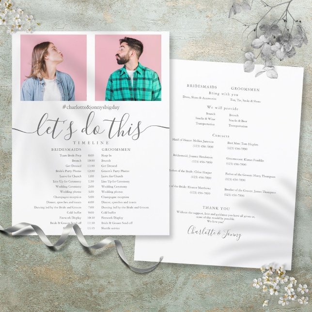 Elegant Script Photo Wedding Schedule Timeline (Elegant Script Photo Wedding Schedule Timeline)