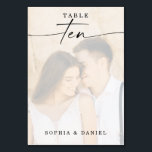 Elegant Script Photo Wedding Table Number Ten<br><div class="desc">This design features a lovely photo of your choice. Click the "Click to customize further" button to edit the script wording's color. Move photo image above overlay layers to center. See the entire collection for more matching items!</div>