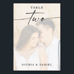 Elegant Script Photo Wedding Table Number Two<br><div class="desc">This design features a lovely photo of your choice. Click the "Click to customize further" button to edit the script wording's color. Move photo image above overlay layers to center. See the entire collection for more matching items!</div>