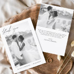 Elegant Script Photo Wedding Thank You Card<br><div class="desc">Express your heartfelt gratitude in timeless style with this Elegant Script Photo Wedding Thank You Card. Featuring refined calligraphy, a full photo layout, and minimalistic design elements, this card is the perfect way to thank your guests while showcasing a cherished moment from your big day. Ideal for modern, romantic, or...</div>
