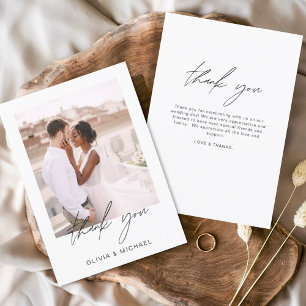 Elegant Script Photo Wedding Thank You Card