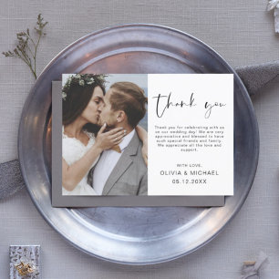 Elegant Script Photo Wedding Thank You Card