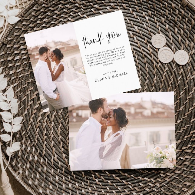 Elegant Script Photo Wedding Thank You Card (Creator Uploaded)