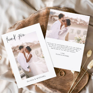 Elegant Script Photo Wedding Thank You Card
