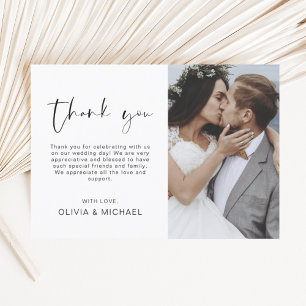 Elegant Script Photo Wedding Thank You Card