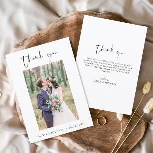 Elegant Script Photo Wedding Thank You Card