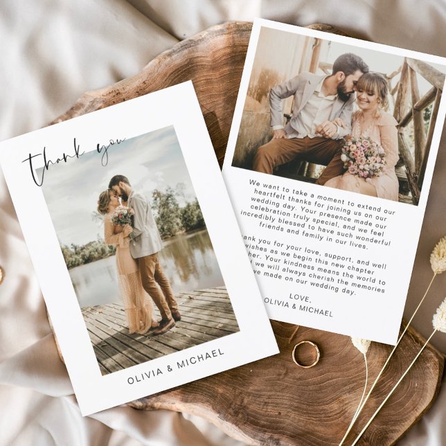 Elegant Script Photo Wedding Thank You Card (Creator Uploaded)