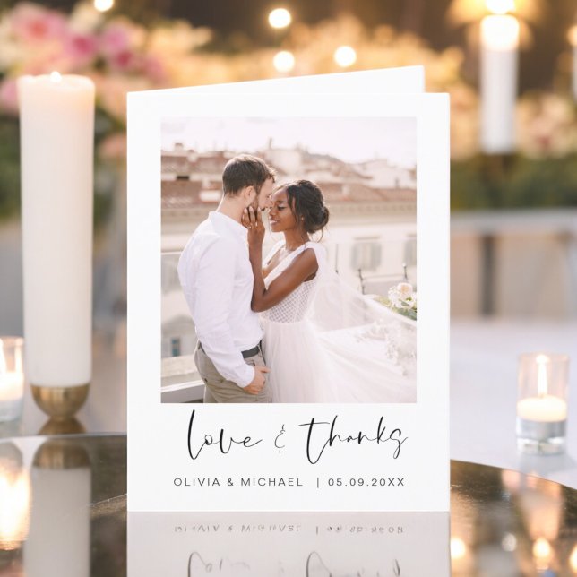 Elegant Script Photo Wedding Thank You Card (Creator Uploaded)