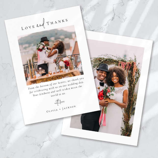Elegant Script Photo Wedding Thank You Card (Creator Uploaded)