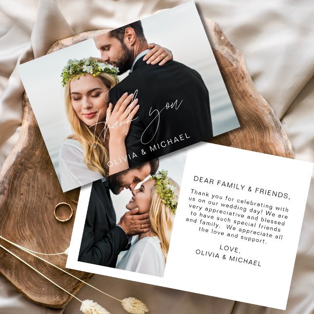 Elegant Script Photo Wedding Thank You Card (Creator Uploaded)
