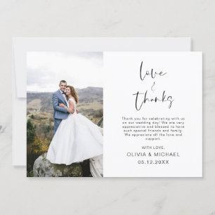 Elegant Script Photo Wedding Thank You Card