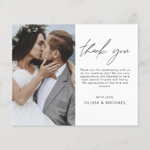 Elegant Script Photo Wedding Thank You Card Flyer